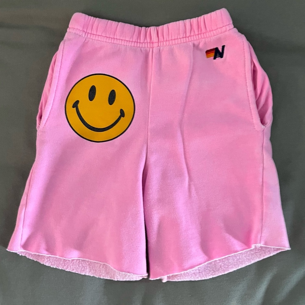 Aviator Nation Kids Pink Shorts with Smiley Face Size 8